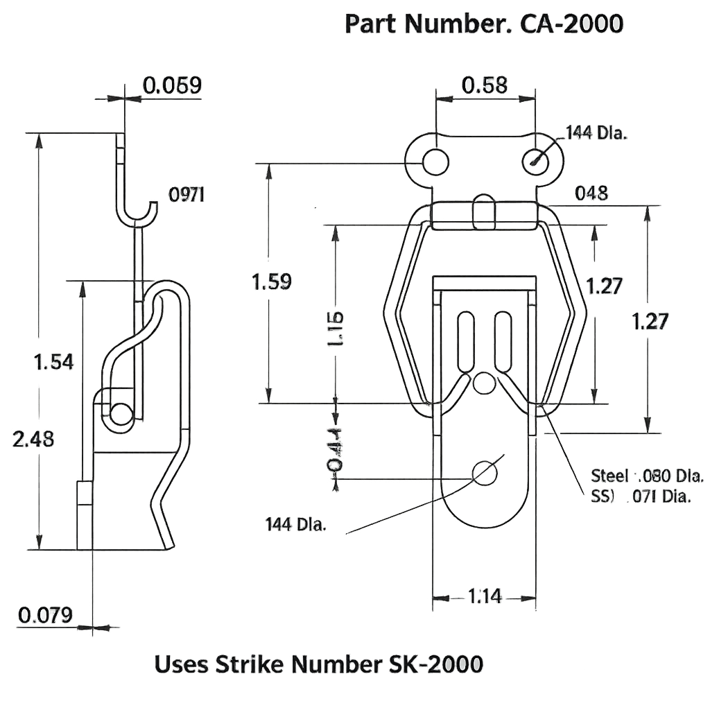 CA-2000: Catch-Spring Loop Over-Center Latch